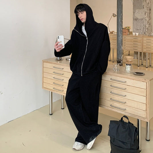 Zipper Hoodie & Wide Leg Sweatpants Setup WN24930