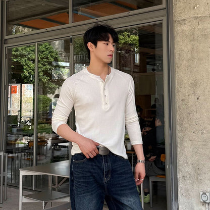 Rib Button Long Sleeve T-Shirt WN24952