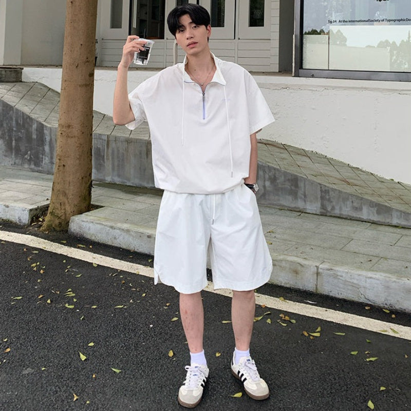 Half-Zip Short Sleeve Shirt & Half Pants Setup WN25023