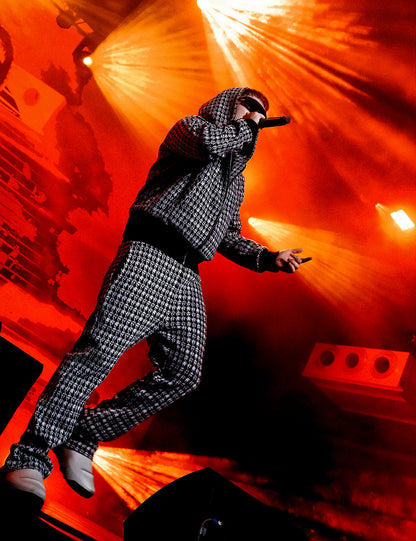 Houndstooth Hooded Zipper Jacket & Micro Flare Pants Setup WN21011