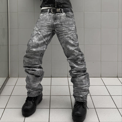 Metallic Coated Stacked Denim Jeans WN27401