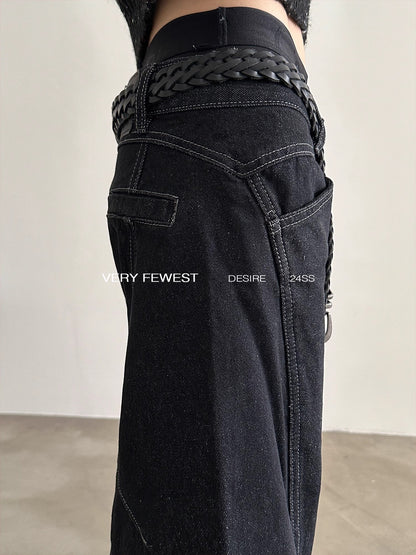 Black Washed Denim Jeans WN8948