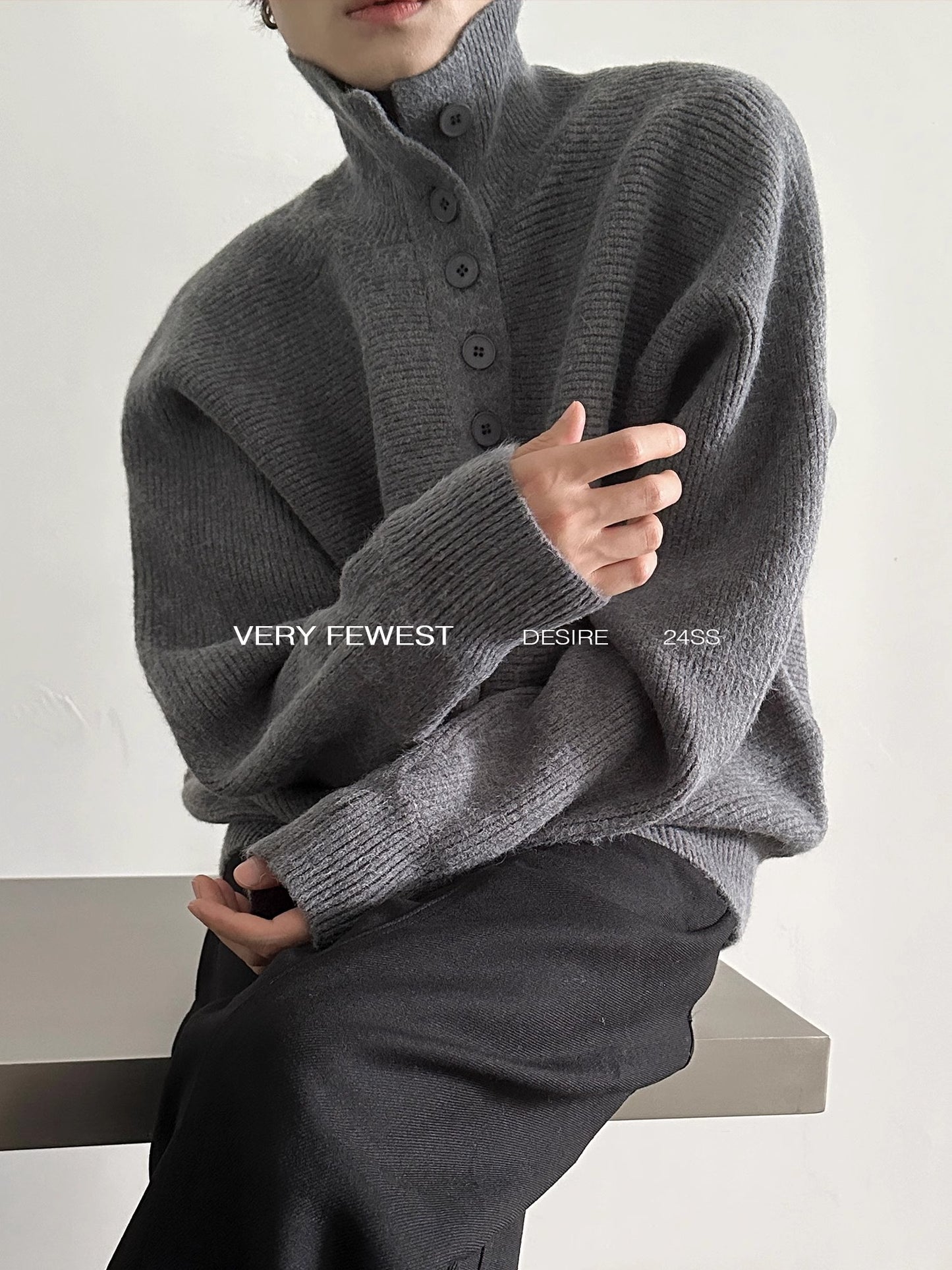 Oversize High Neck Knit Sweater WN8958