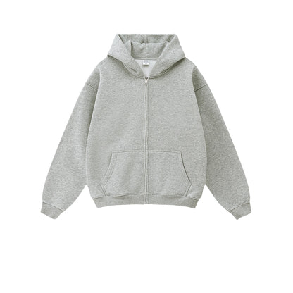 Fleece Linnning Oversize Washed Zipper Hoodie WN9943