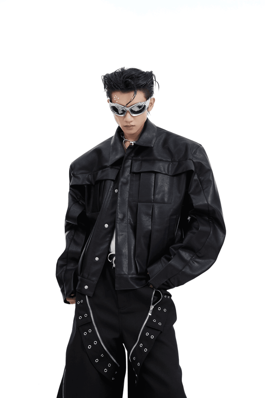 3D High End Design Shoulder Padded PU Leather Jacket WN4008