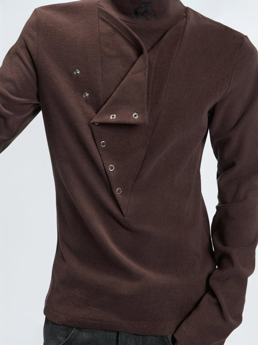 High-Neck Splice Thermal Long Sleeve T-Shirt WN22597