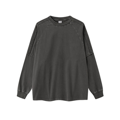 Fake Layered Round Neck Long Sleeve T-Shirt & Sporty Pants Setup WN7844