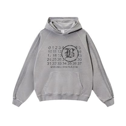 Oversize Letter Print Washed Hoodie WN7910