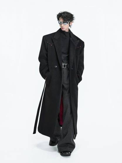 Shoulder-Pad Wool Long Coat WN22595