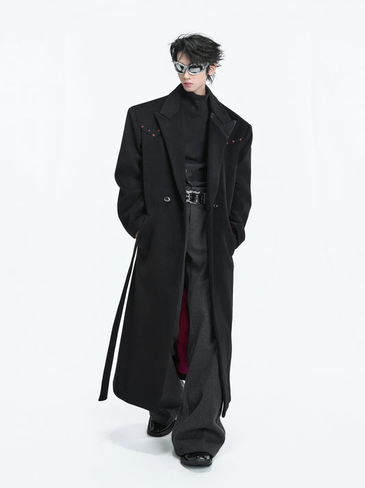 Shoulder-Pad Wool Long Coat WN22595