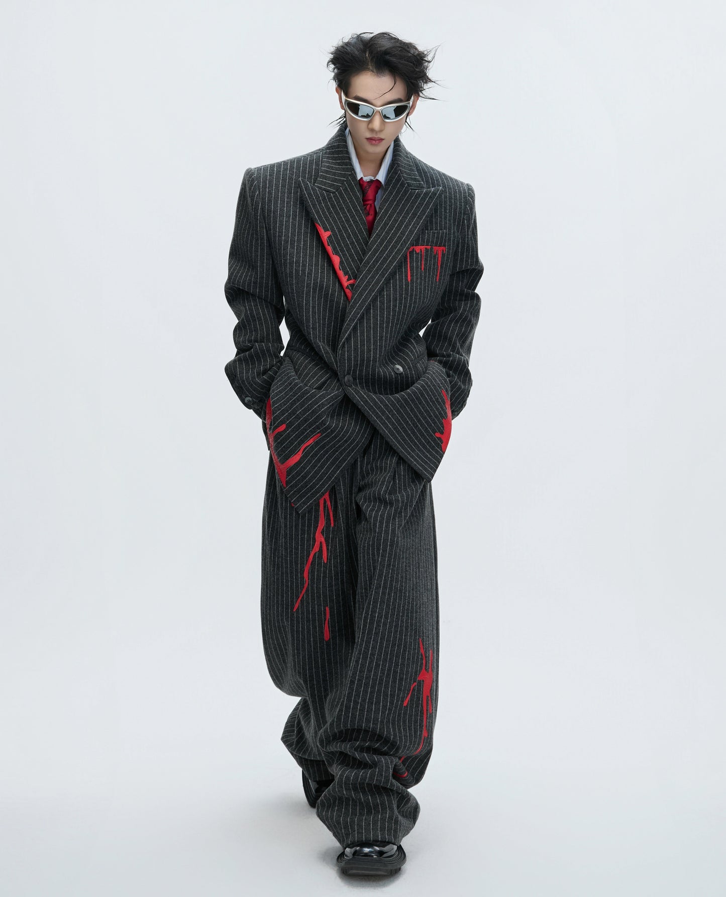 Stripe Wool Tailored Jacket & Stripe Trousers Setup WN22605