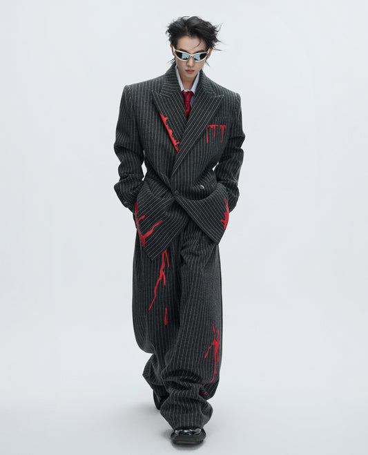 Stripe Wool Tailored Jacket & Stripe Trousers Setup WN22605