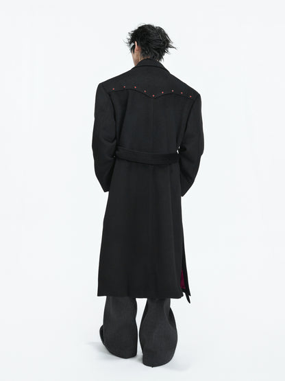 Shoulder-Pad Wool Long Coat WN22595
