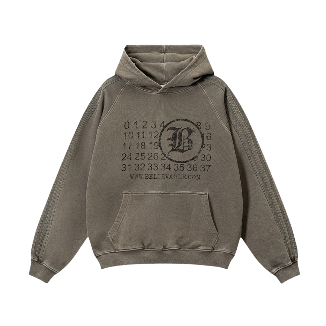 Oversize Letter Print Washed Hoodie WN7910