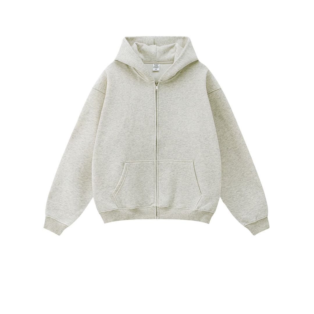 Fleece Linnning Oversize Washed Zipper Hoodie WN9943