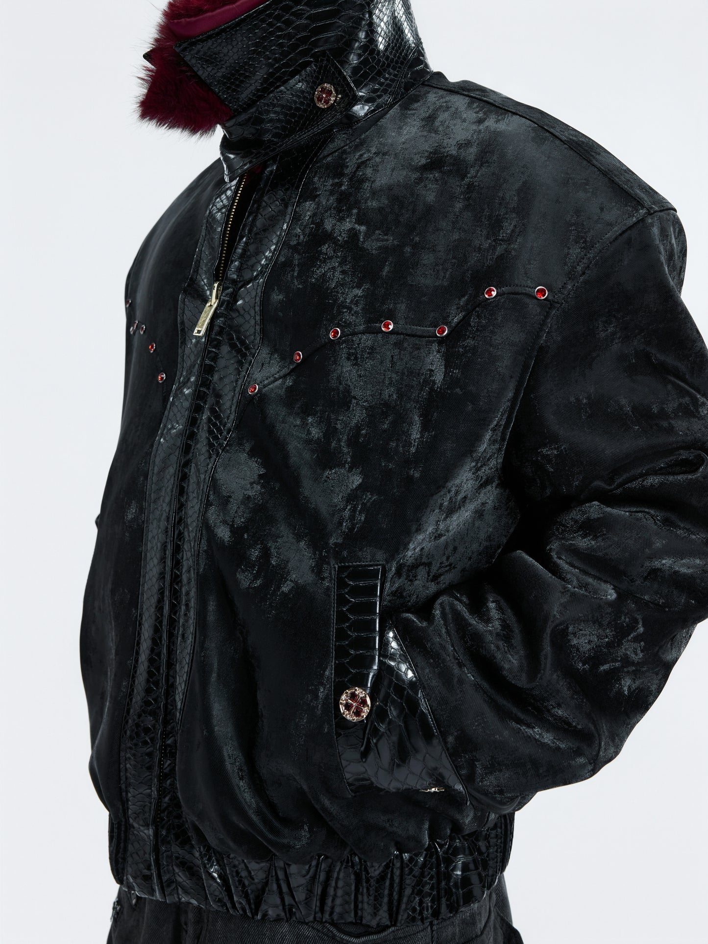 Fake Fur Collar Fleece Lining Reversible Puffer Jacket WN22598