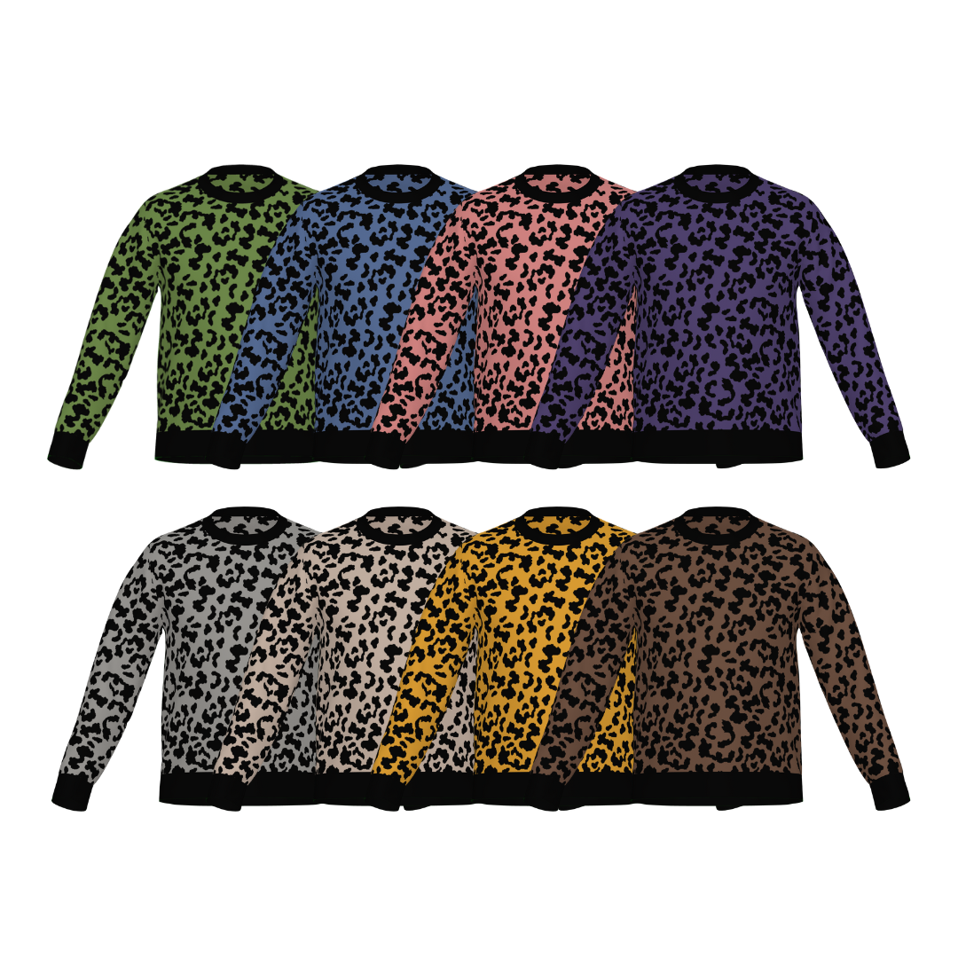 Classic Fit Leopard Pattern Knit Sweater WNK0003