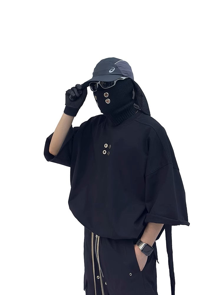 Studs Heavyweight Washed Rolled Hem Oversize Short Sleeve T-Shirt WN16976