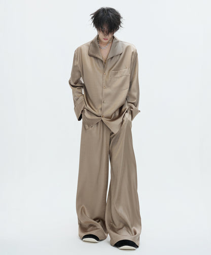Plain Draped Lounge Wear Top & Draped Pants Setup WN22608