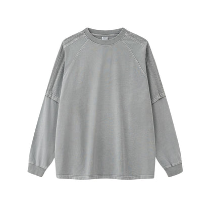 Fake Layered Round Neck Long Sleeve T-Shirt & Sporty Pants Setup WN7844