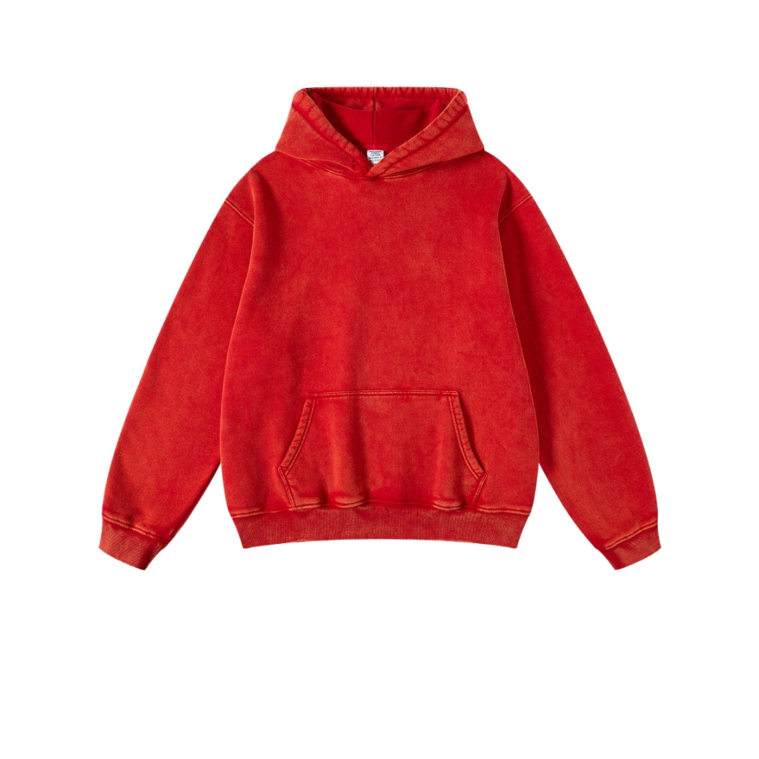 Oversize Fleece Lining Washed Zipper Hoodie & Pullover Hoodie & Pants Setup WN9925