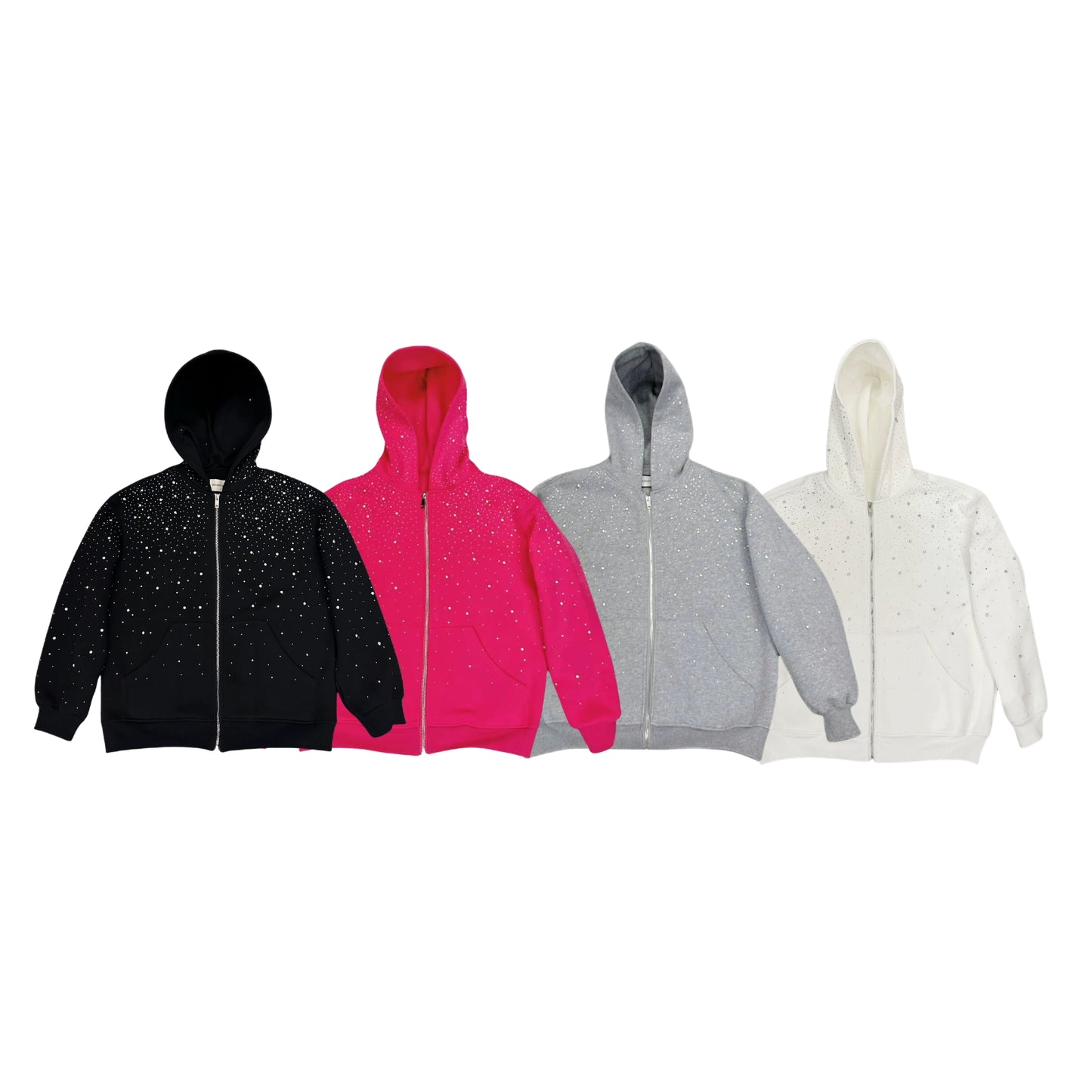 Rhinestone Star Heavyweight Zipper Hoodie WN20721