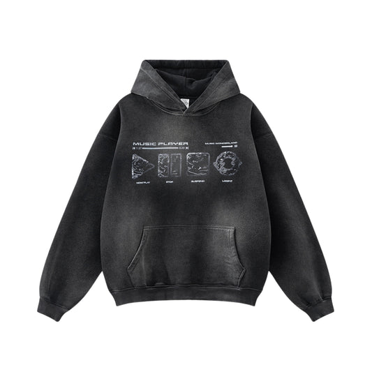 Washed Heavy Weight Print Hoodie WN7864