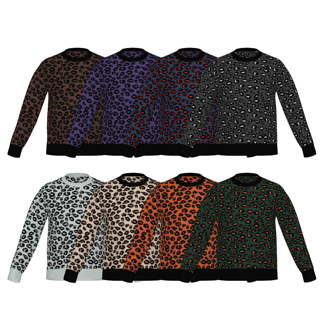 Classic Fit Leopard Pattern Knit Sweater WNK0005