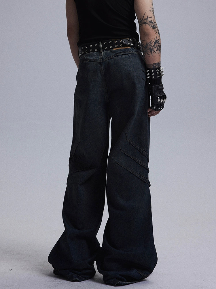 Asymmetrical Design Loose Fit Straight Denim Jeans WN4511