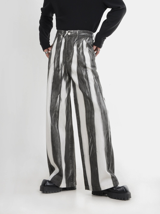 Contrast Design Loose Straight Denim Jeans WN4396