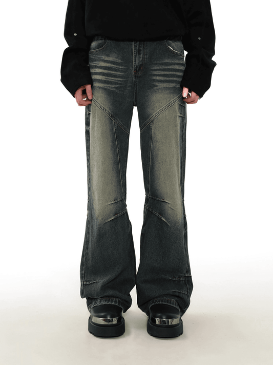 Damaged Wide-Leg Vintage Style Denim Jeans WN3883