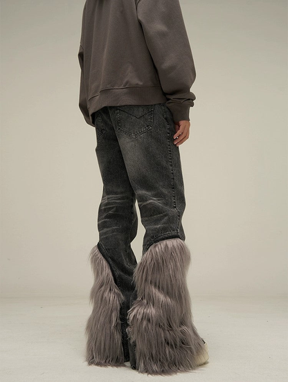 Detachable Fur Denim Jeans WN3506