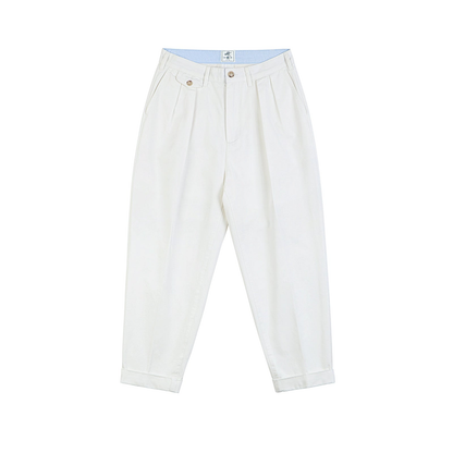 Double Pleat Wide Leg Cotton Pants WN4283