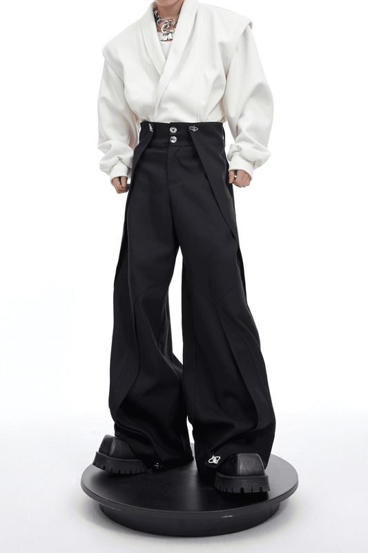 Double-layer Design Loose Wide Leg Casual Pants WN4015