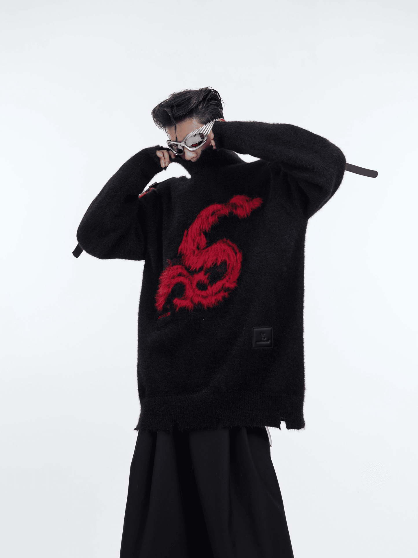 Dragon Design Oversize Knit Sweater WN4022