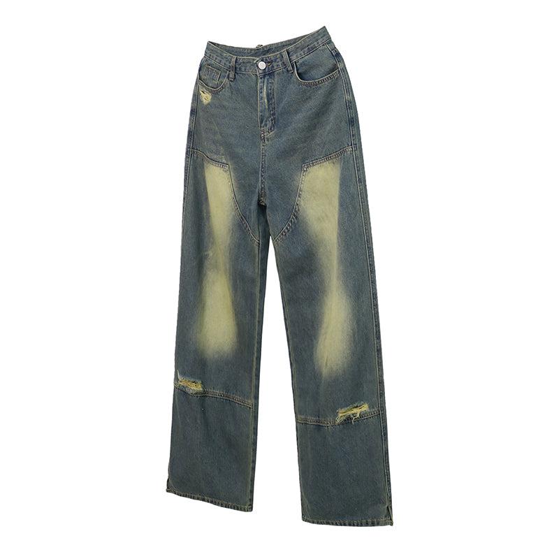 Heavy Industry Ripped Holes Slit Wide-leg Jeans WN1577