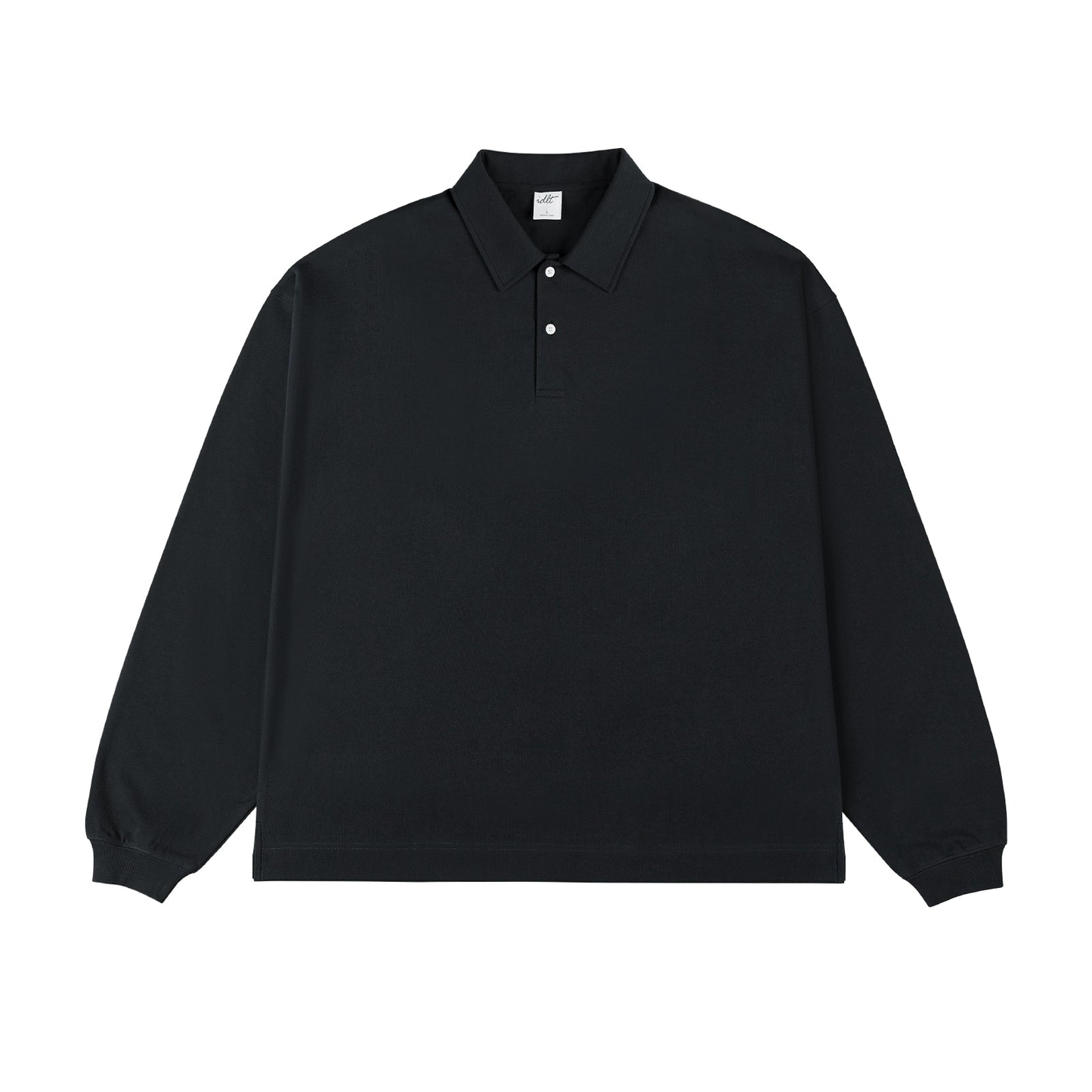 Heavy Weight Drop Shoulder Loose Long Sleeve Polo Shirt WN4364