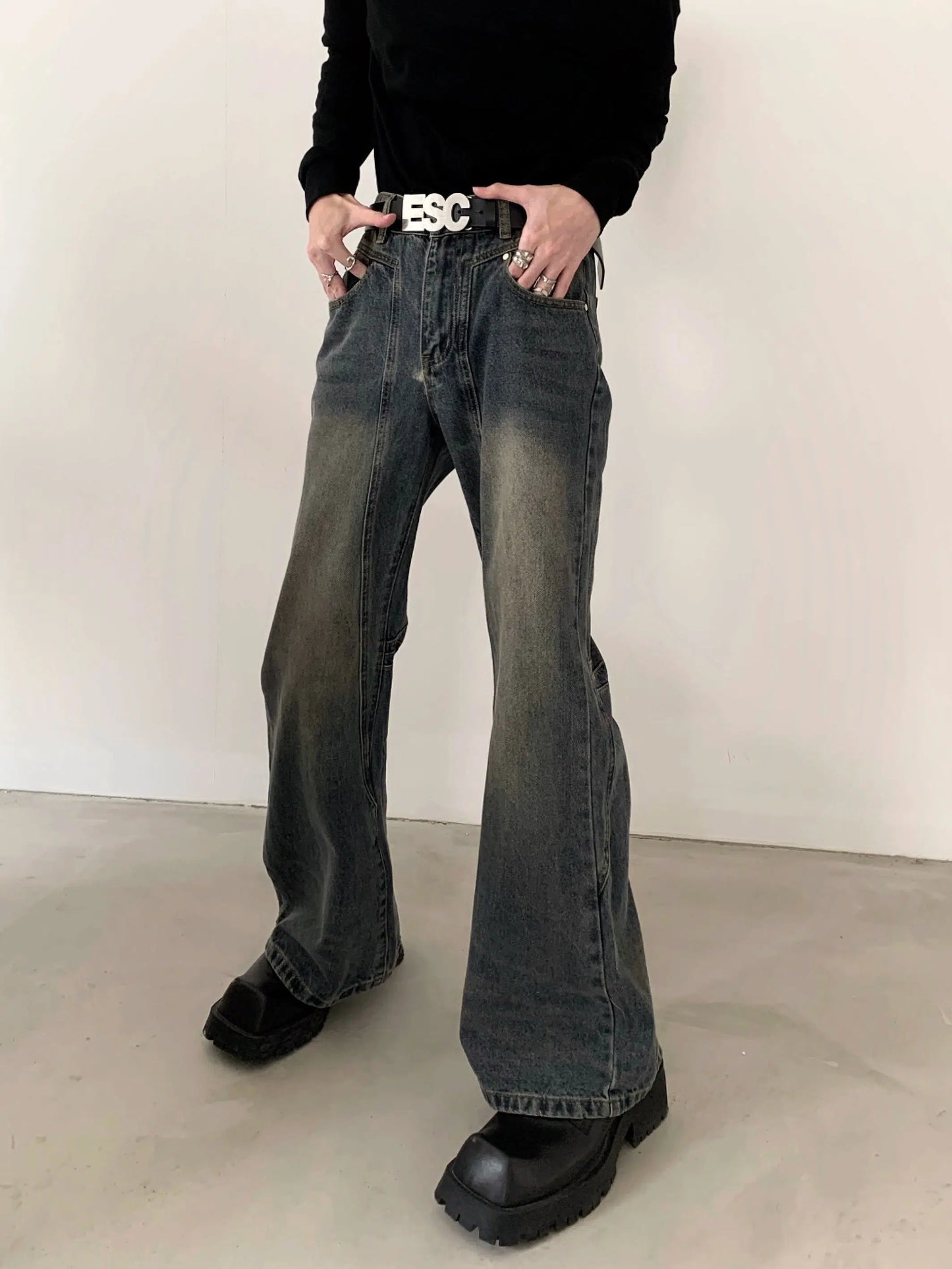 High-waist Flared Denim Jeans WN2716
