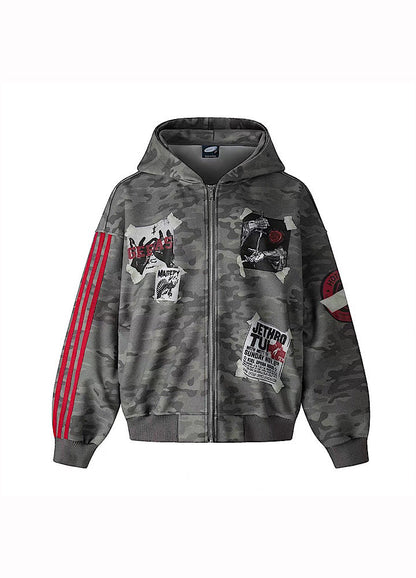 Oversize Camoflage Zipper Hooide WN23930-K