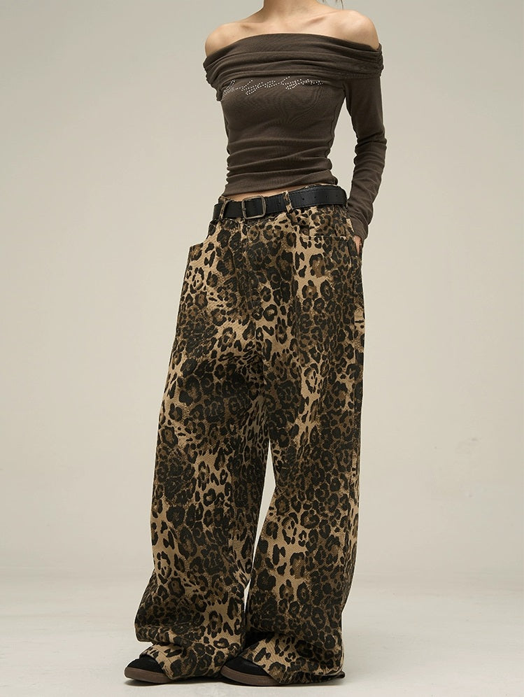 Leopard Print Denim Jeans WN3647