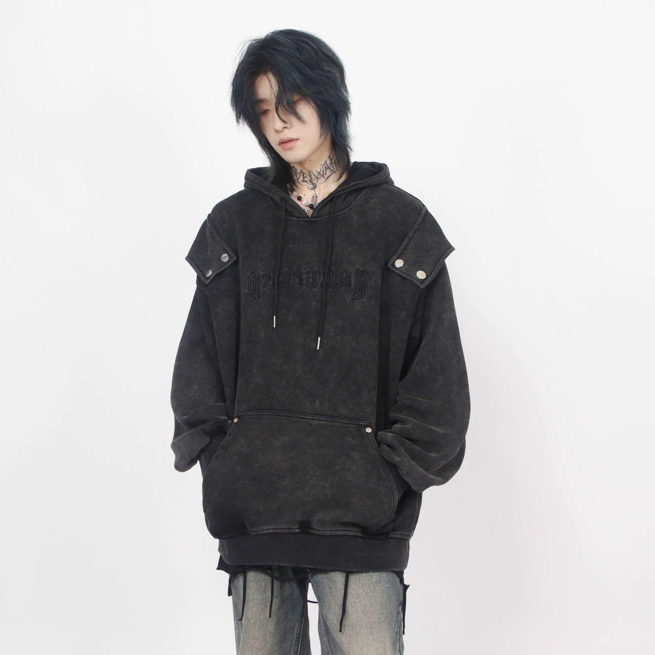Logo Embroidery Oversize Washed Hoodie WN2076