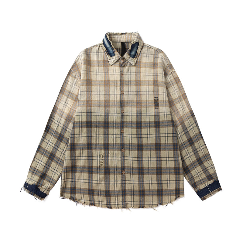 Long-Sleeve Gradient Plaid Shirt WN4062