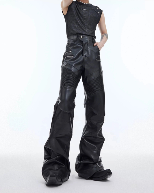 Metal Zipper PU Leather Pants WN4047