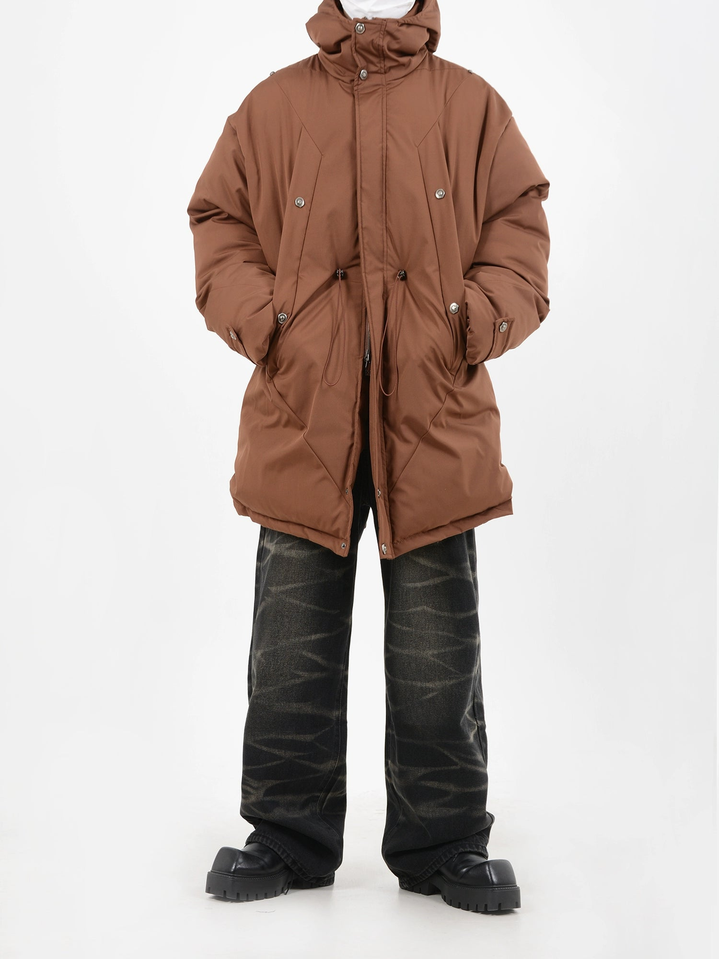 Metallic Design Hooded Puffer Jacket WN4437