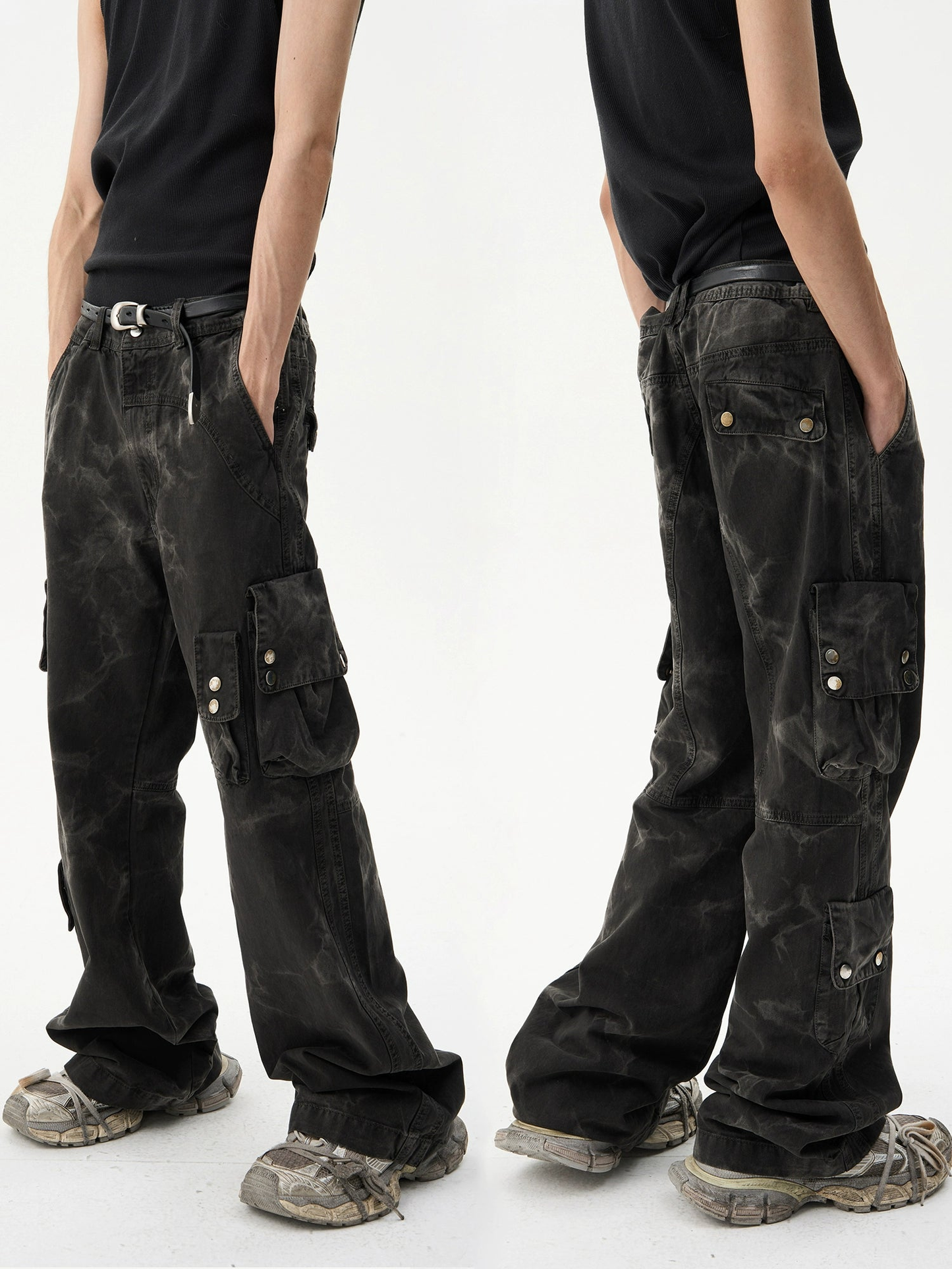 Multi Pocket Wide Leg Workwear Pants WN4194