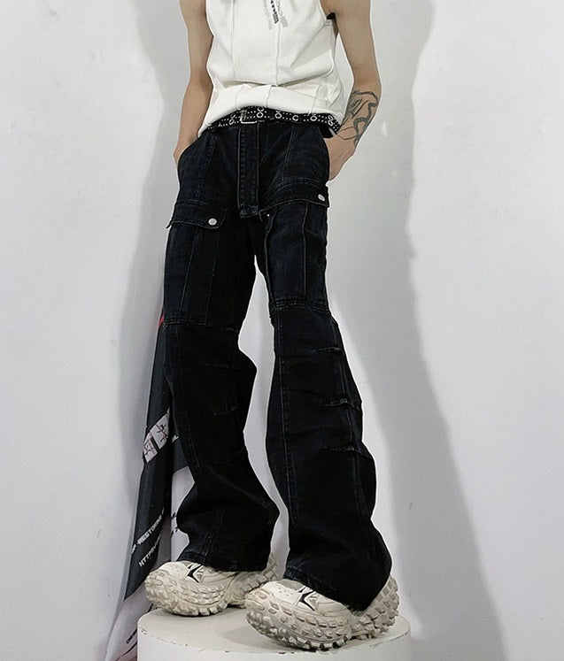 Multi-pocket Flared Denim Jeans WN3218