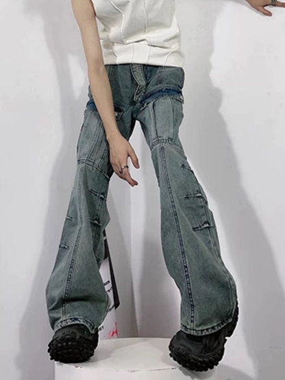 Multi-pocket Flared Denim Jeans WN3218