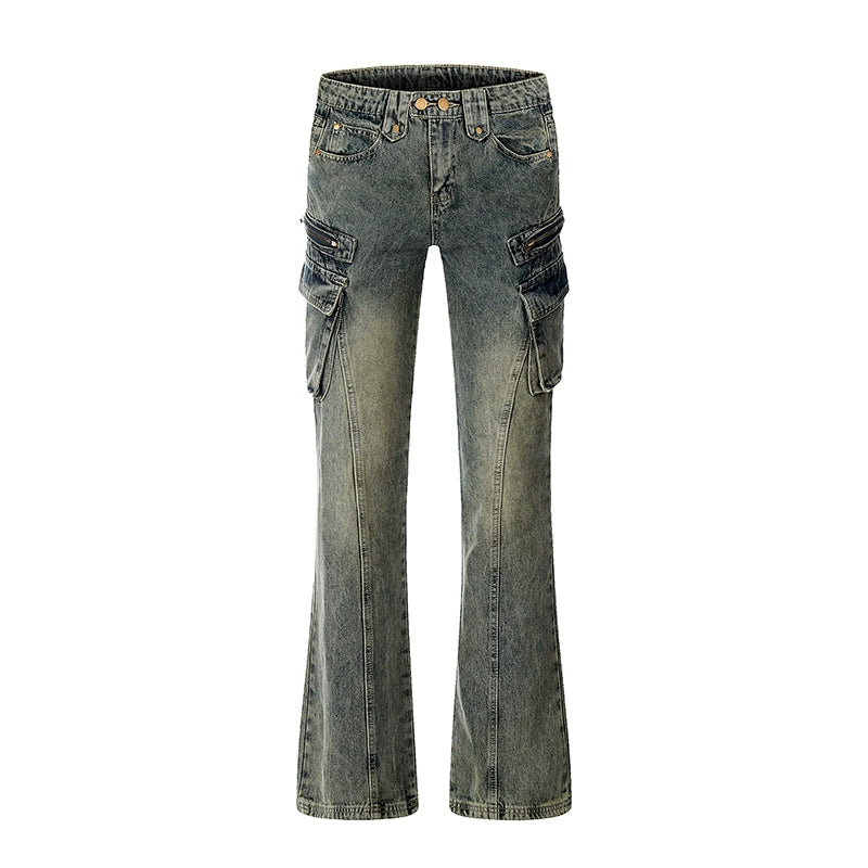 Multi-pocket Flared Denim Jeans WN3220