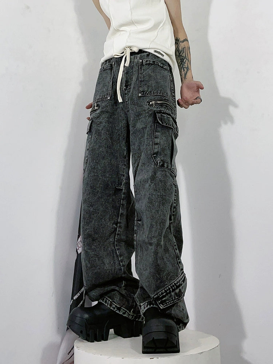 Multi-pocket Straight Denim Jeans WN3215