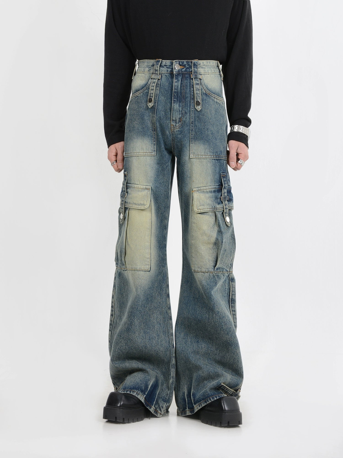 Multiple Pockets Workwear Denim Jeans WN4441
